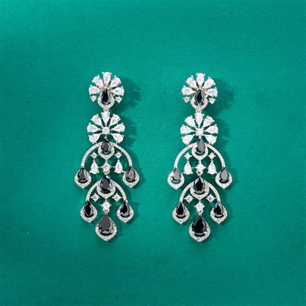 Cz Classic Earring With Rhodium Plating