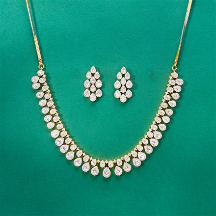 Cubic Zirconia Classic Necklace With Mehndi 2 Tone Rhodium Plating
