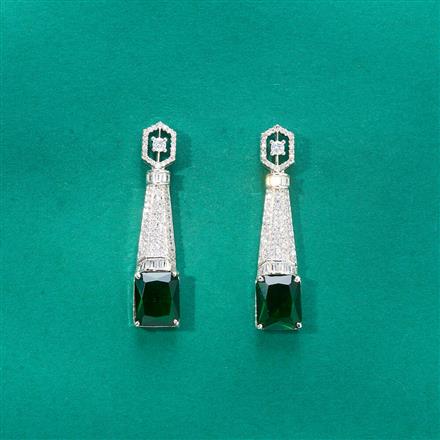 Cz Classic Earring With Rhodium Plating