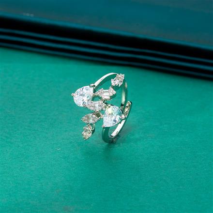 Cz Adjustable Ring With Rhodium Plating