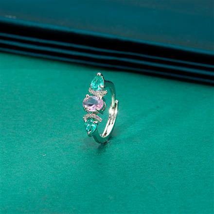 Cz Adjustable Ring With Rhodium Plating