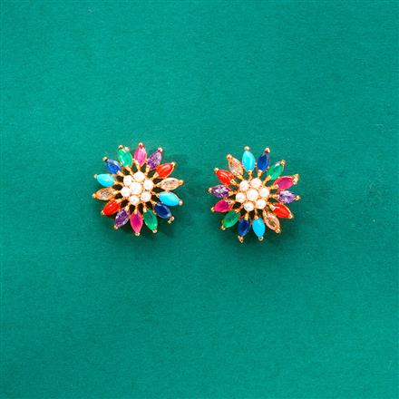 Cz Pearl Tops With Gold Plating