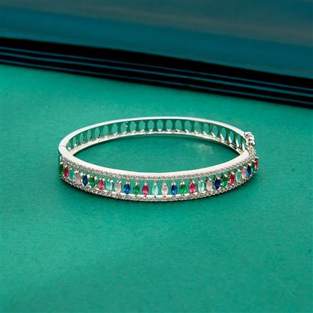 Cz Classic Kada With Rhodium Plating