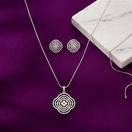 Cz Classic Pendant Set With Rhodium Plating