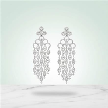 Cz Classic Earring With 2 Tone Rhodium Plating