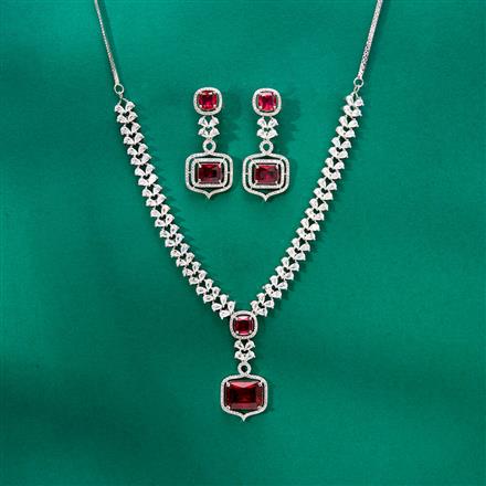 Cz Classic Necklace Set With Rhodium Plating