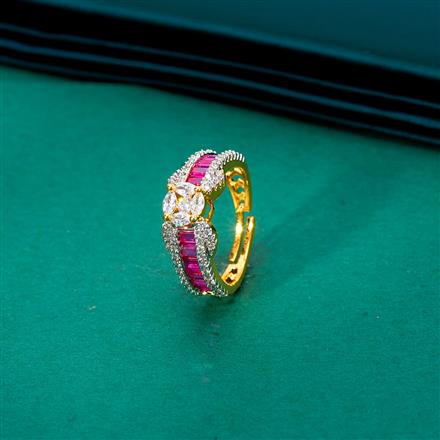 Cz Adjustable Ring With 2 Tone Plating