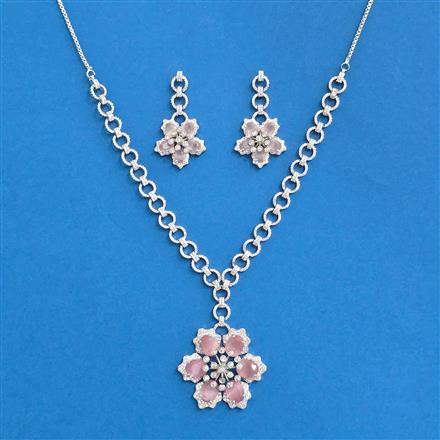 Cz Classic Necklace With Rhodium Plating