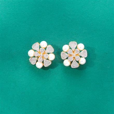 Cz Pearl Tops With 2 Tone Rhodium Plating