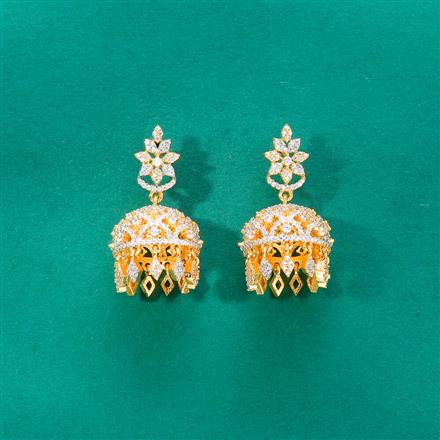 Cz Classic Jhumki With 2 Tone Rhodium Plating