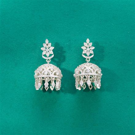 Cz Classic Jhumki With 2 Tone Rhodium Plating