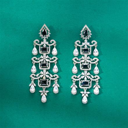 Cz Classic Earring With Rhodium Plating