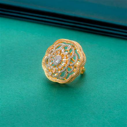 Cz Adjustable Ring With Rhodium 2 Tone Plating