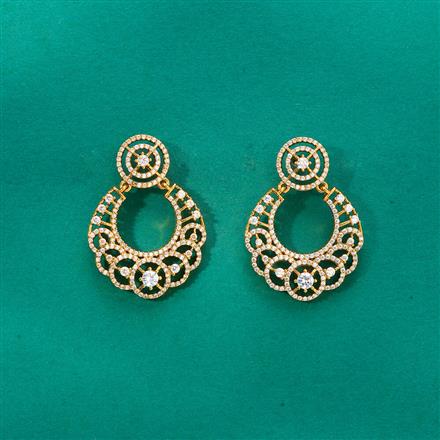 Cz Classic Earring With 2 Tone Mehndi Rhodium Plating