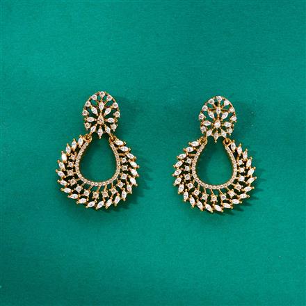 Cz Classic Earring With 2 Tone Mehndi Rhodium Plating