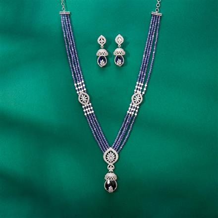 Cz Bandhai Pendant Set With Rhodium Plating