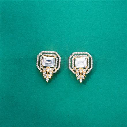 Cz Classic Earring With 2 Tone Rhodium Plating