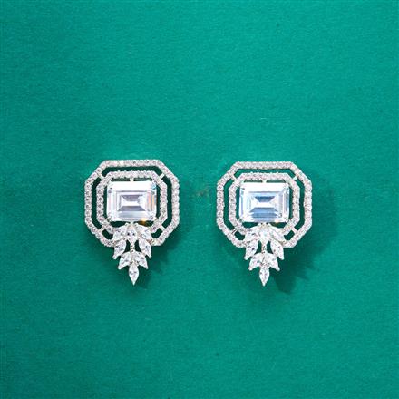 Cz Classic Earring With 2 Tone Rhodium Plating