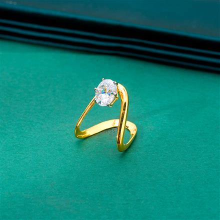 Cz Classic Ring With 2 Tone Rhodium Plating