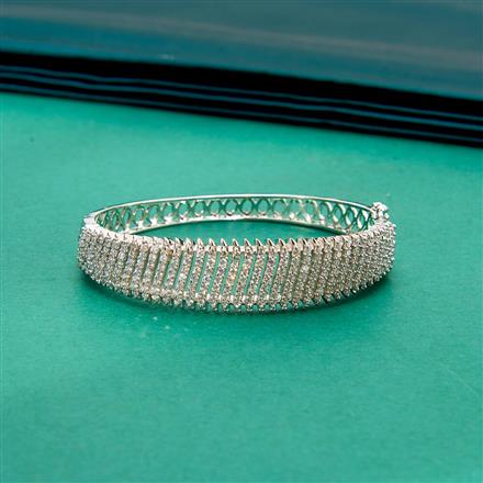 Cz Classic Kada With 2 Tone Rhodium Plating