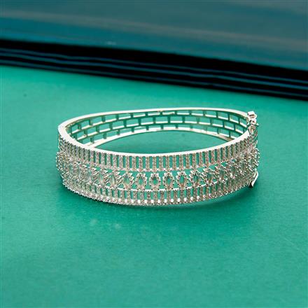 Cz Classic Kada With 2 Tone Rhodium Plating