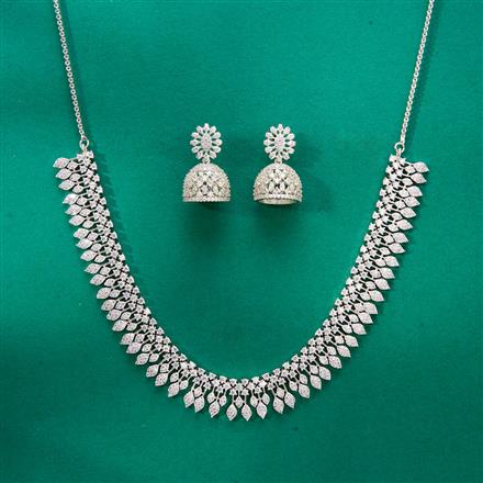 Cz Classic Necklace With 2 Tone Rhodium Plating