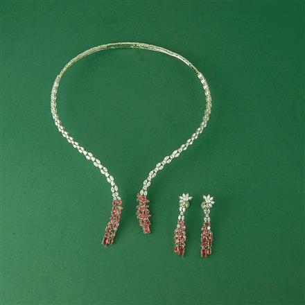 Cubic Zirconia Classic Necklace Set With Rhodium Plating