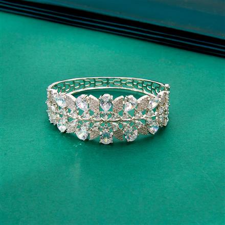 Cz Classic Kada With Rhodium Plating