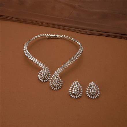 Cubic Zirconia Classic Necklace With 2 Tone Rhodium Plating