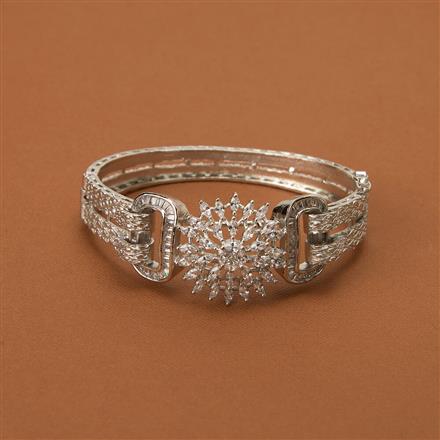 Cubic Zirconia Classic Kada With 2 Tone Rhodium Plating