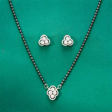 Cz Delicate Mangalsutra With Rhodium 2 Tone Plating