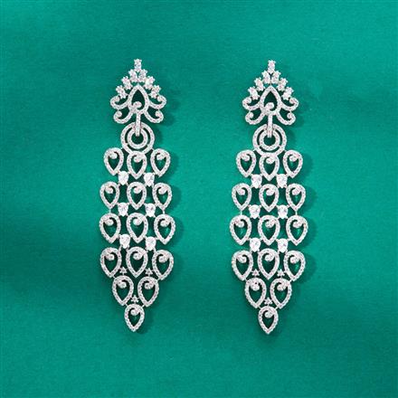 Cz Classic Earring With Rhodium 2 Tone Plating
