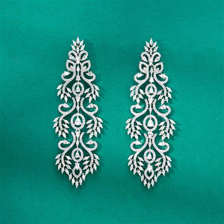 Cz Classic Earring With Rhodium 2 Tone Plating