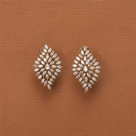 Cubic Zirconia Classic Earring With Mehndi 2 Tone Rhodium Plating