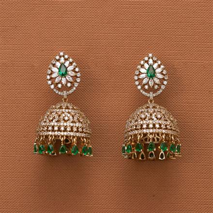 Cubic Zirconia Classic Jhumki With Mehndi Plating