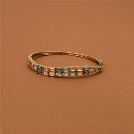 Cubic Zirconia Classic Kada With Mehndi Plating