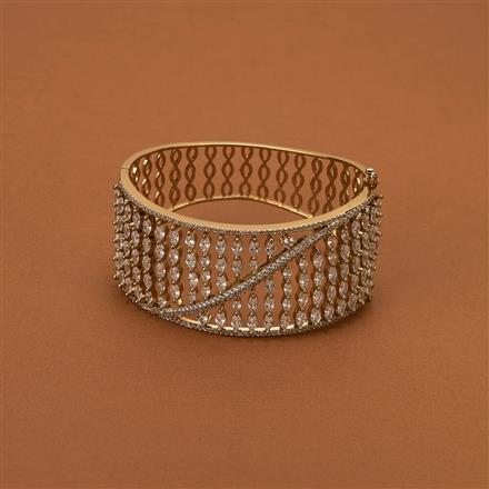 Cubic Zirconia Classic Kada With Mehndi 2 Tone Rhodium Plating