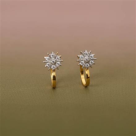 Cubic Zirconia Delicate Nose Ring With Gold 2 Tone Rhodium Plating