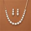 Cubic Zirconia Pearl Necklace With 2 Tone Rhodium Plating