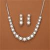 Cubic Zirconia Pearl Necklace With 2 Tone Rhodium Plating