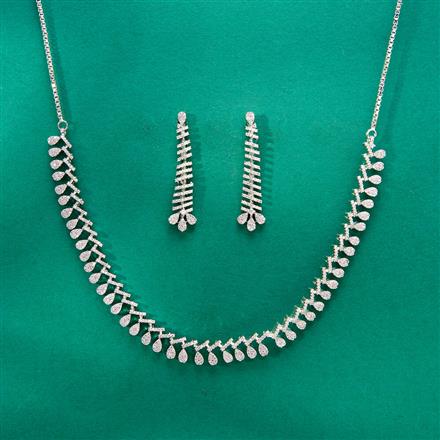 Cz Classic Necklace With 2 Tone Rhodium Plating