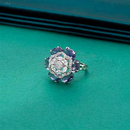 Cz Adjustable Ring With Rhodium Plating