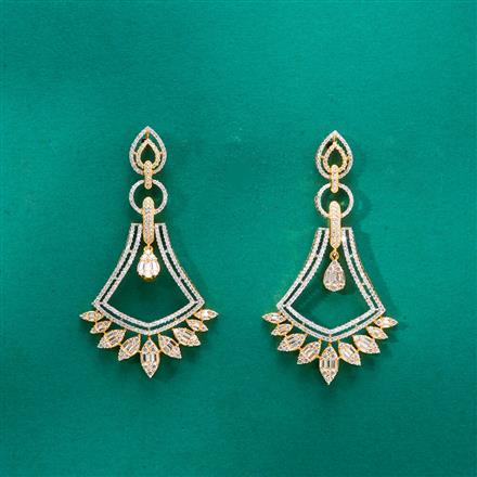 Cz Classic Earring With 2 Tone Rhodium Plating