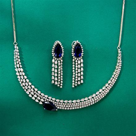 Cz Classic Necklace With Rhodium Plating