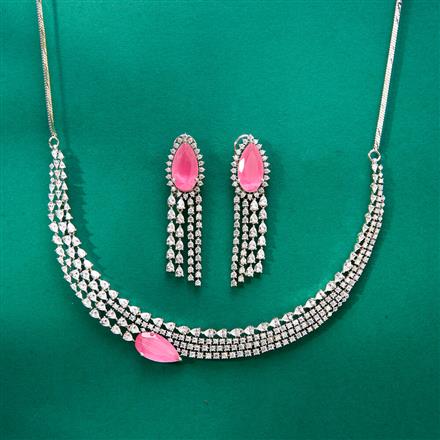 Cz Classic Necklace With Rhodium Plating