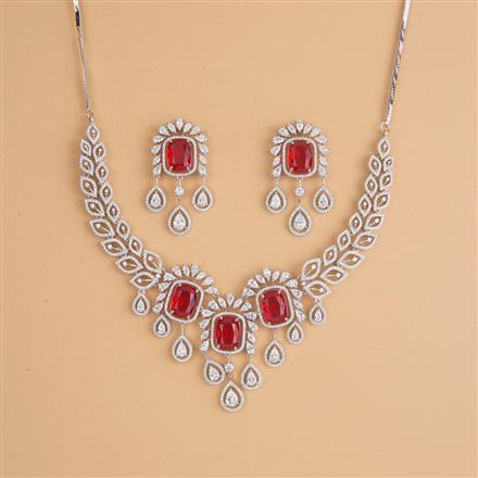 Cubic Zirconia Classic Necklace Set With Rhodium Plating