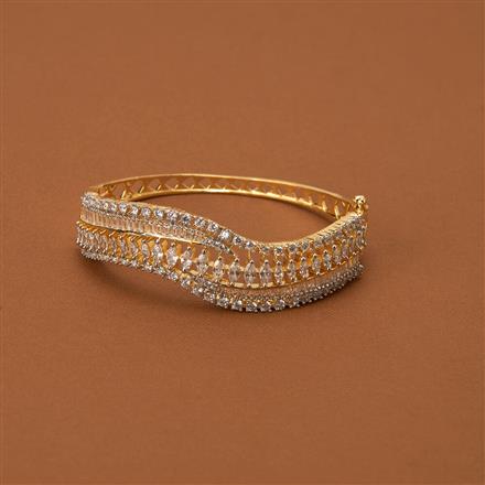 Cubic Zirconia Classic Kada With 2 Tone Rhodium Plating