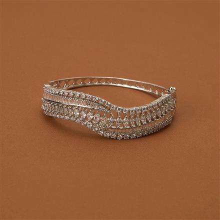 Cubic Zirconia Classic Kada With 2 Tone Rhodium Plating