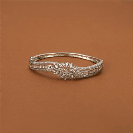 Cubic Zirconia Classic Kada With 2 Tone Rhodium Plating