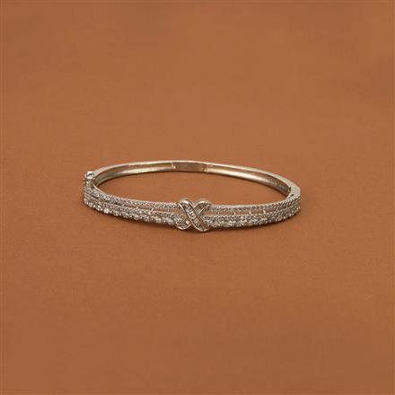 Cubic Zirconia Delicate Kada With 2 Tone Rhodium Plating